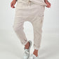 Baggy broek met statement patch - beige