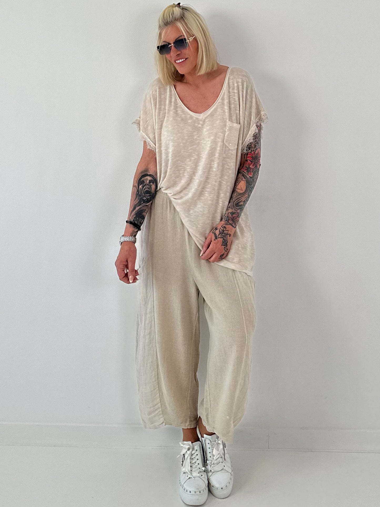 Fine knit shirt Mouse - beige