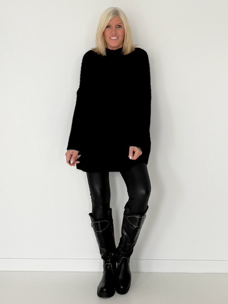 Rippstrickpullover - schwarz