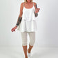 Layered Top with Braided Straps - ecru