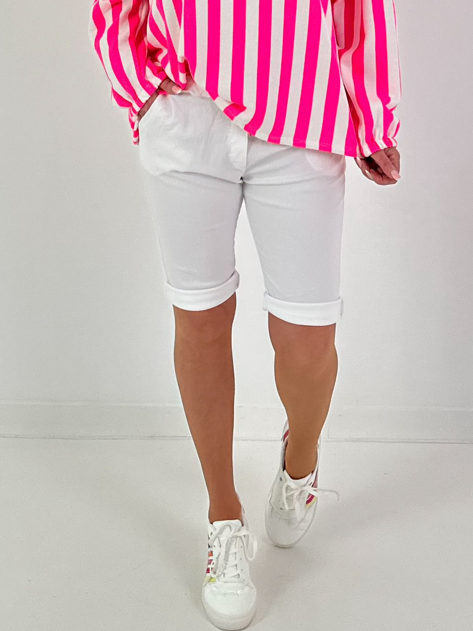 Korte broek met strikceintuur - wit