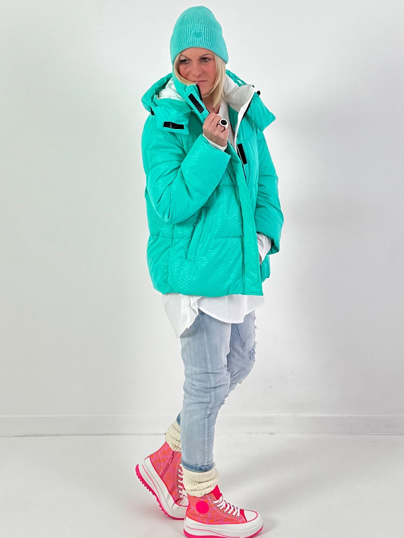 Gewatteerde jas model "Polarline" - turquoise