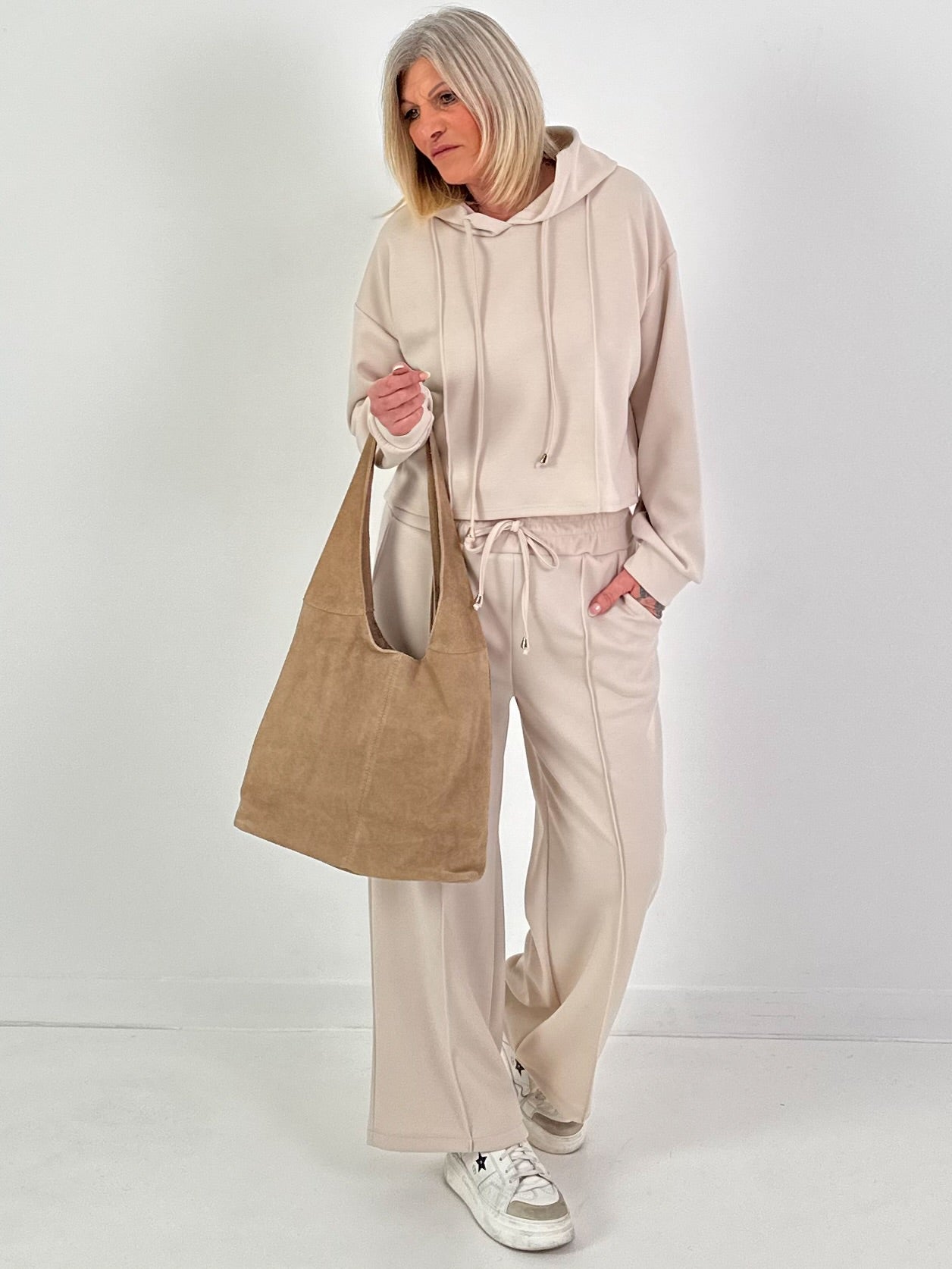 Zweiteiler mit Kapuze - beige