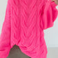 Kuschliger Strickpullover mit Zopfmuster - neonpink