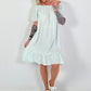 Dress with short sleeves and flounce - mint
