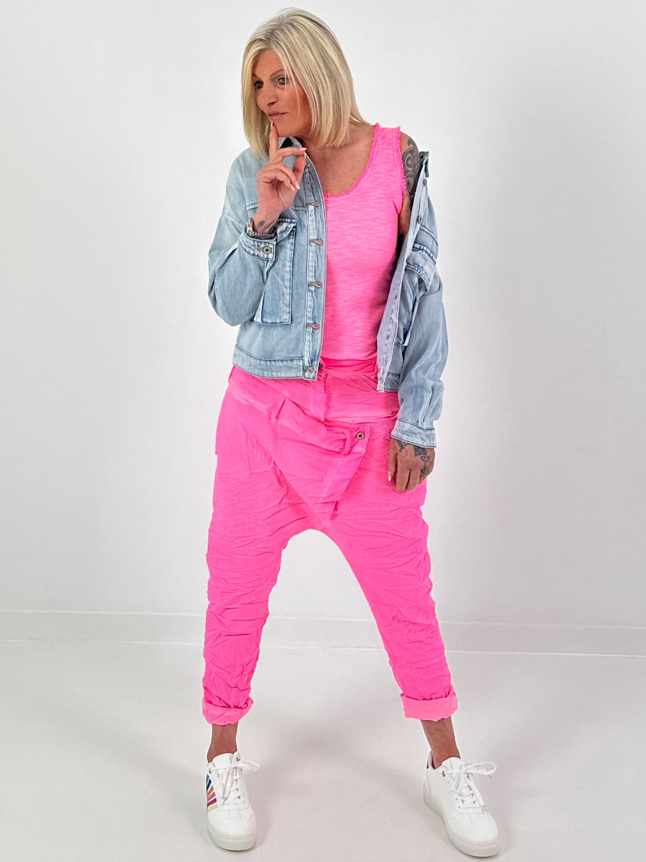 Oversized Jeansjacke mit Pattentaschen - denim