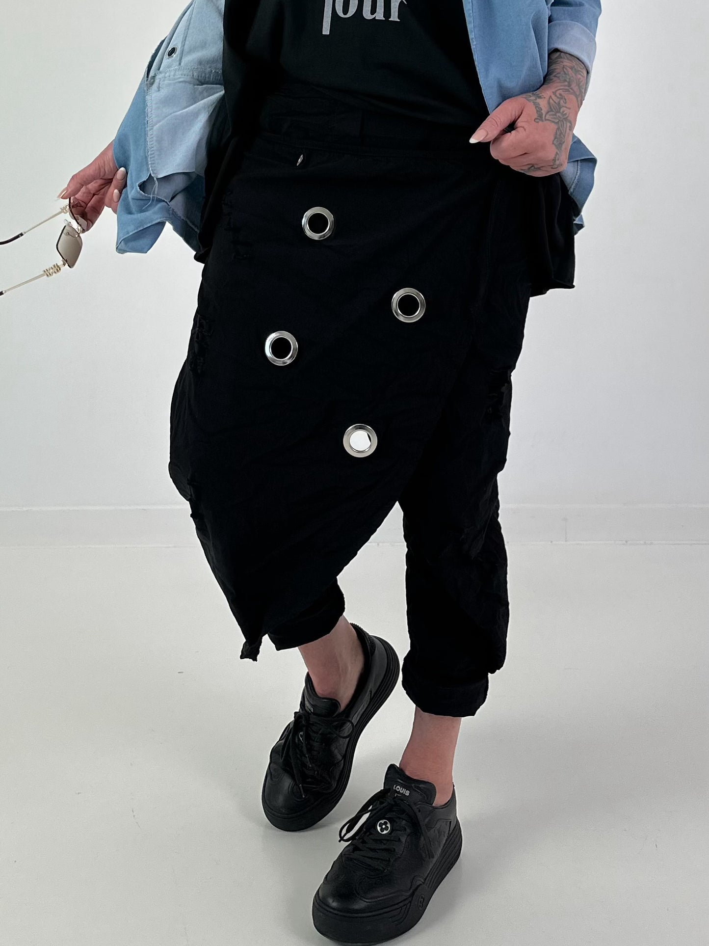 Stylische Hose im Knit-Look - schwarz ( lieferbar ab ca. 30.05.26)