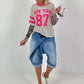 Pailletten T-shirt New York - zilver-roze