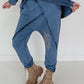 Sweat Baggy mit Strassapplikation - jeansblau