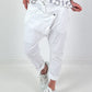 Baggy Hose mit Doppelbund - weiss