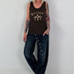 Ripp Tank Top mit Print  - mokka