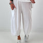 Balloon Linen Trousers with Fringe Details - taupe