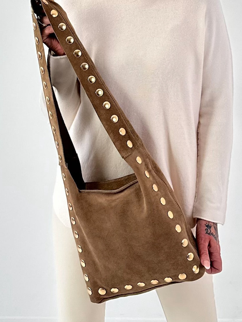 Suede bag model "Nomad" - taupe