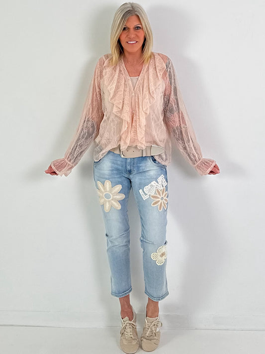 Spitzenbluse mit Top - rosa