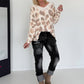 Pullover mit V-Ausschnitt und Leo-Print - leo-taupe