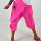 Short Linen Baggy with Overlay and Skull Detail - neon pink