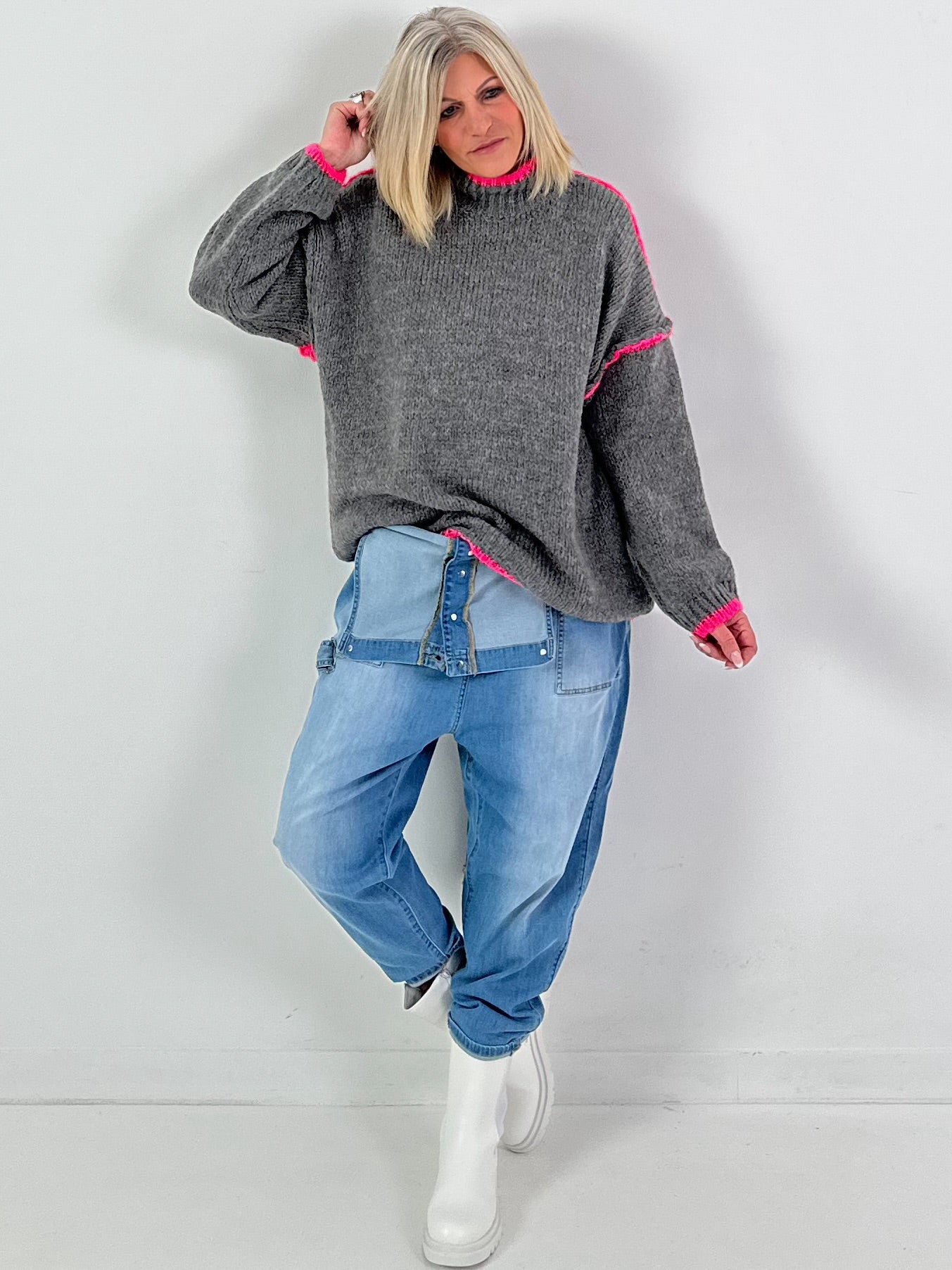 Trui model "Contrast Edge" - grijs