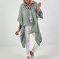 Oversized Bluse asymmetrisch mit Krawatte - khaki