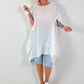 Tunic/Dress with Crocheted Back - White