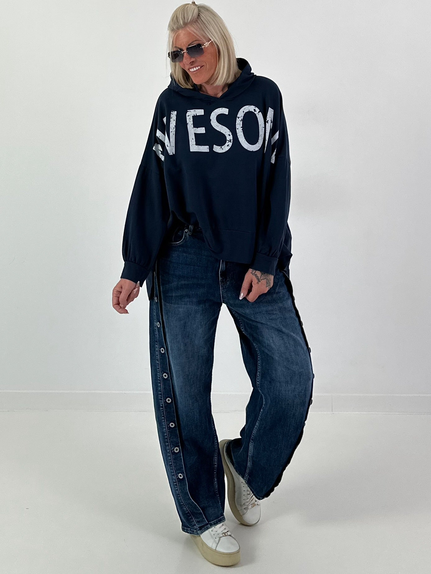 Oversized Hoodie Awesome - night blue