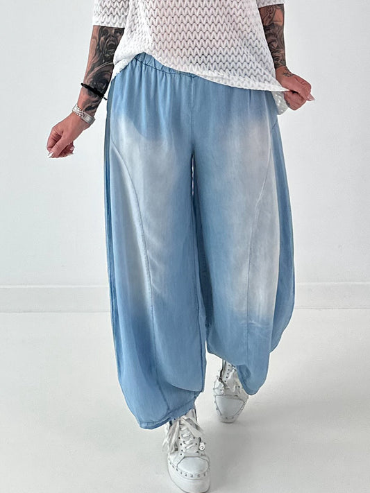 Leichte Ballon Jeans Hose  - hellbau