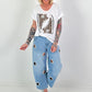 T-Shirt mit Leo Schuhprint - weiss