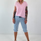 T-Shirt mit fransigen Abschlüssen-  rosa