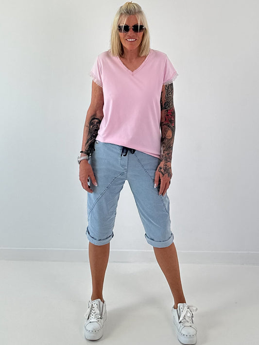 Fringed T-shirt - pink