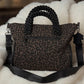 Stylish Canvas Bag with Real Leather Details Peace - black-silver-leopard mocha