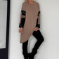 Asymmetrischer Sweater mit Kreuz- und Lederoptik-Details - taupe