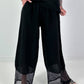 Wide-leg linen trousers - black
