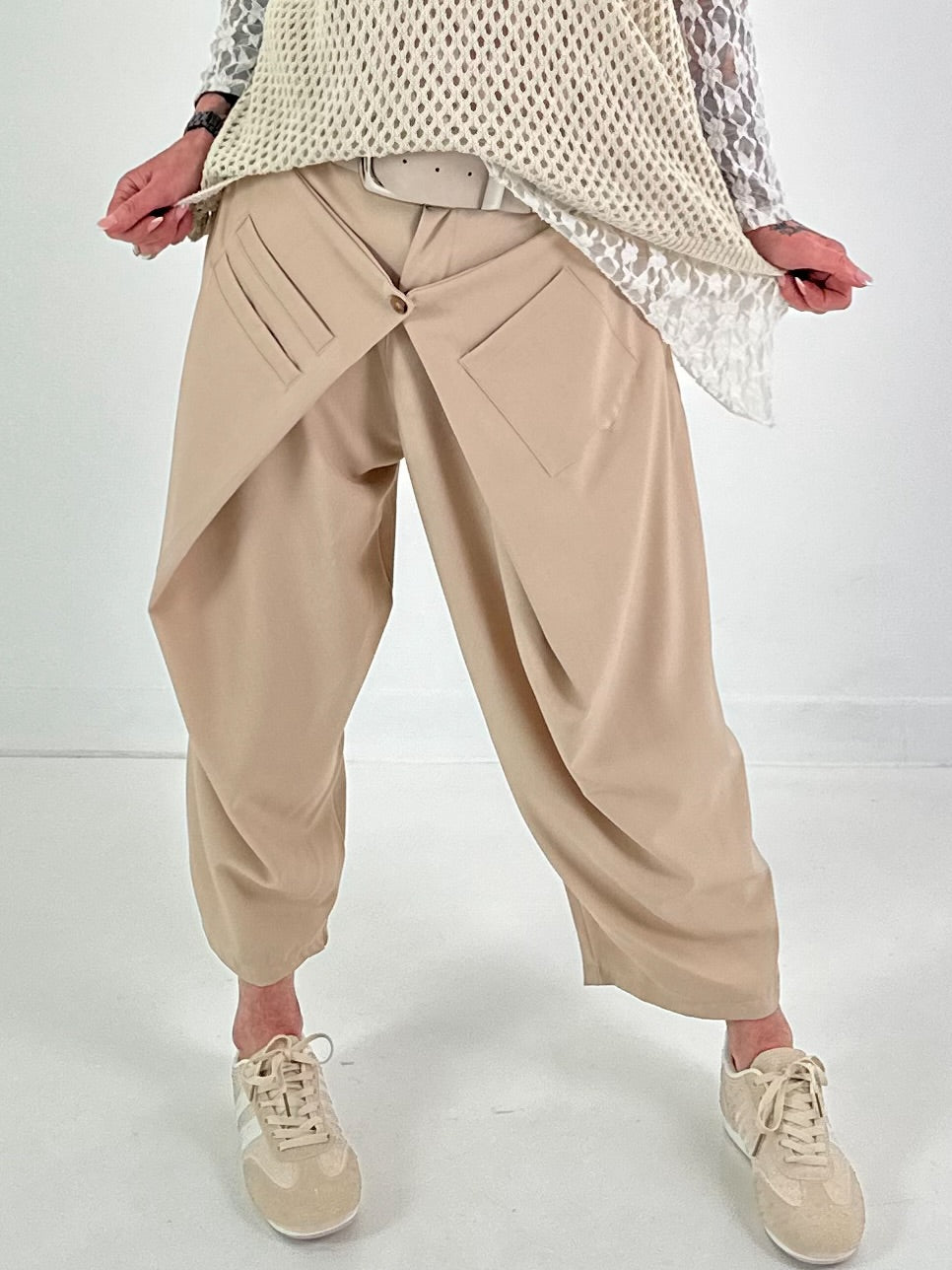 Hose mit Überwurf - beige