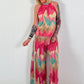 Two-piece with pattern and Lurex - pink-turquoise-beige