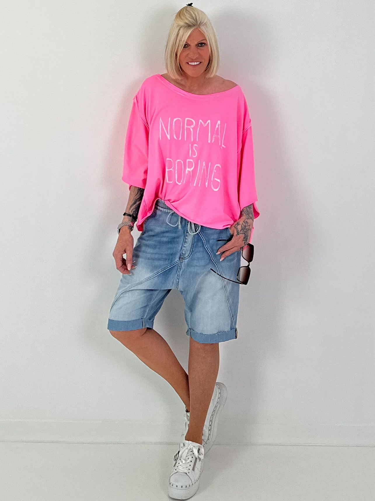 Oversized Shirt Normal is Boring - neon pink