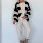 Strickjacke mit Blockstreifen - schwarz-beige