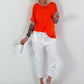 T-Shirt mit Cut-Outs - orange