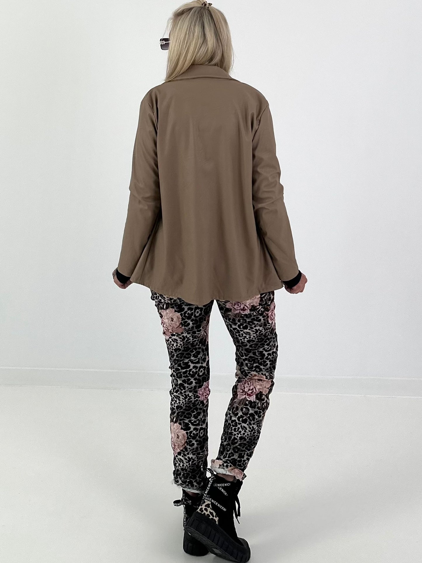 Blazer in Leder-Optik - taupe