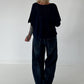 Lightweight half-sleeve sweater - navy