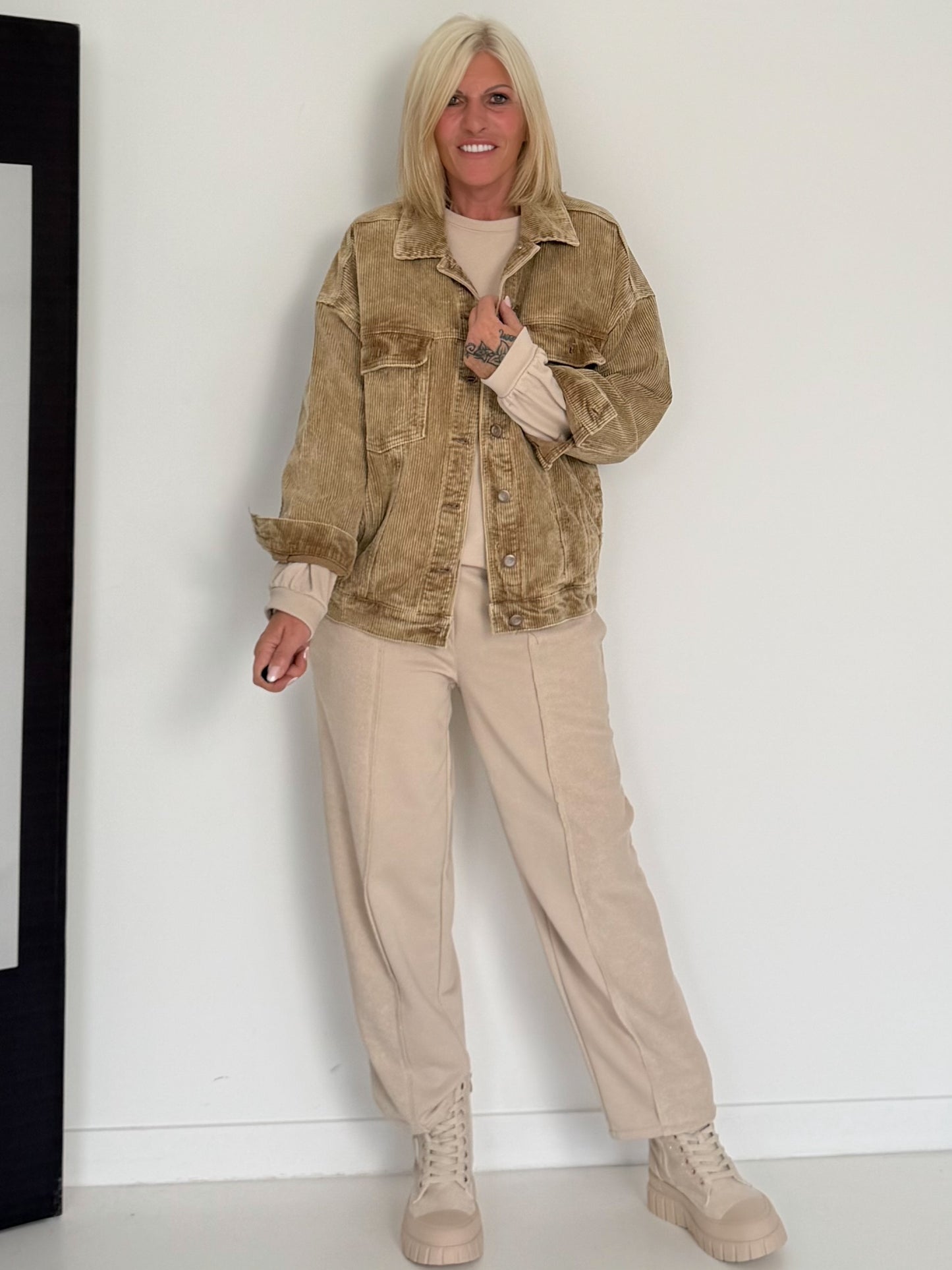 Oversized Cordjacke - camel