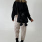 Jacke mit Fellkragen - schwarz