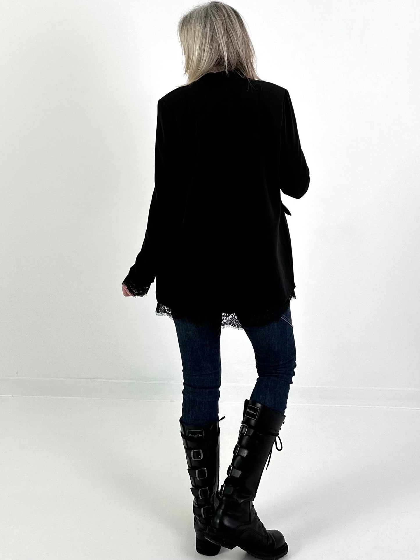 Blazer met kanten details - zwart