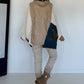 Asymmetrische Oversized Jacke im Materialmix - beige-ecru-denim
