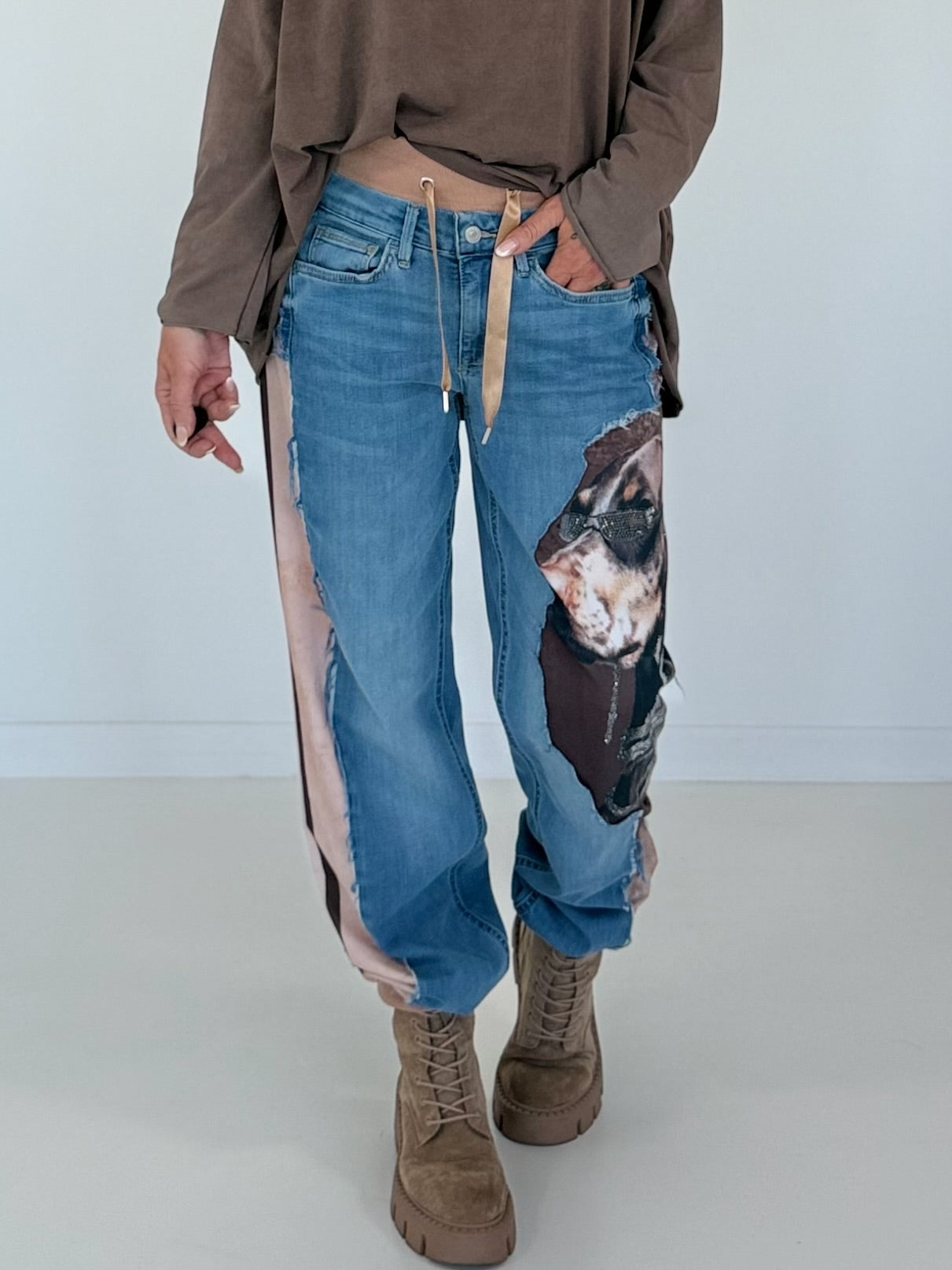 Jogg-Jeans im Used Look Dog - denim