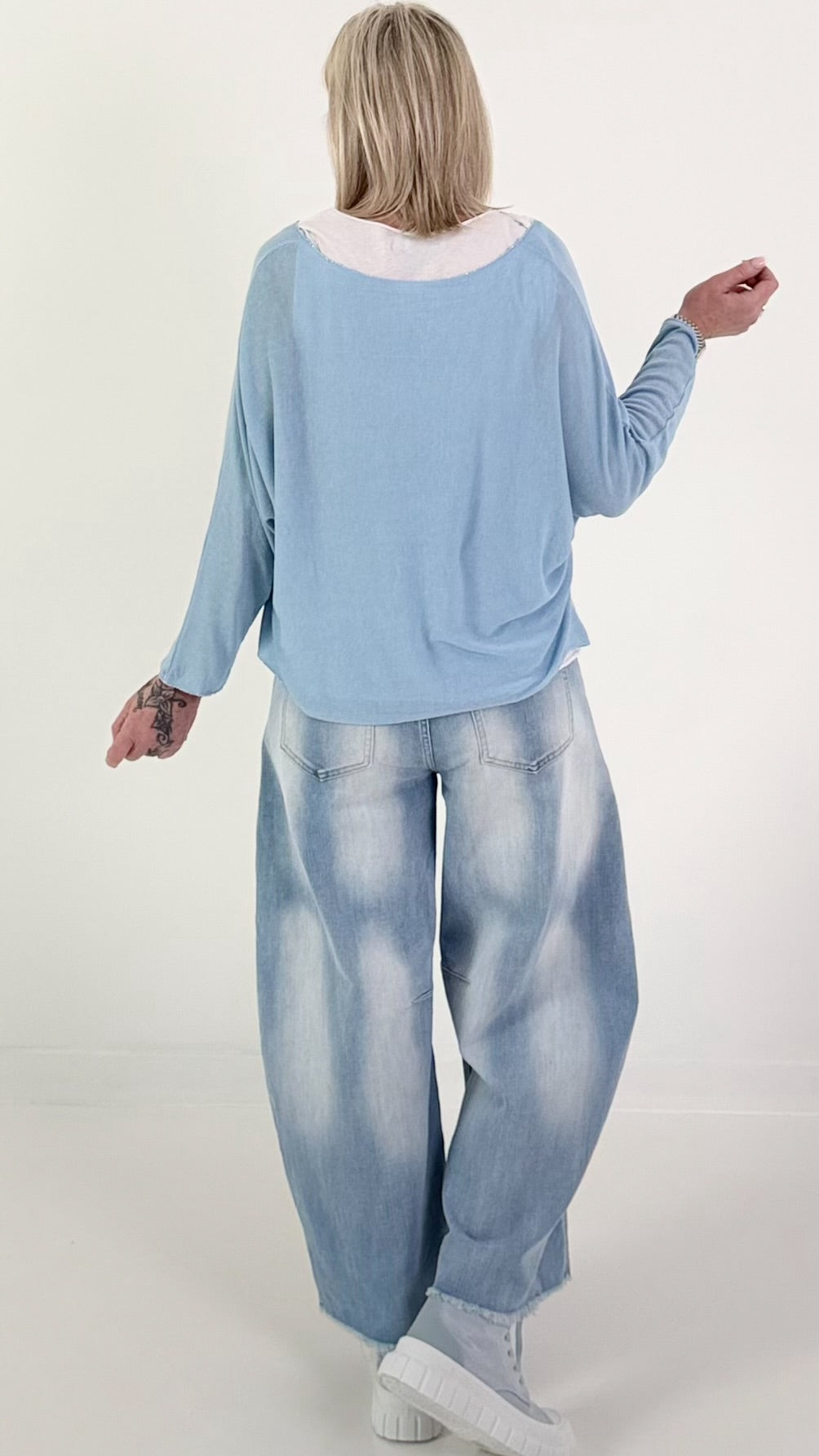 Feinstrick Pulli mit Top - hellblau