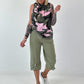 Striped top with ruffled collar - taupe-dark brown