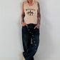 Ripp Tank Top mit Print  - beige