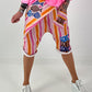 Short baggy shorts with overlap - beige
