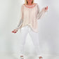Silk tunic with crochet neckline - beige