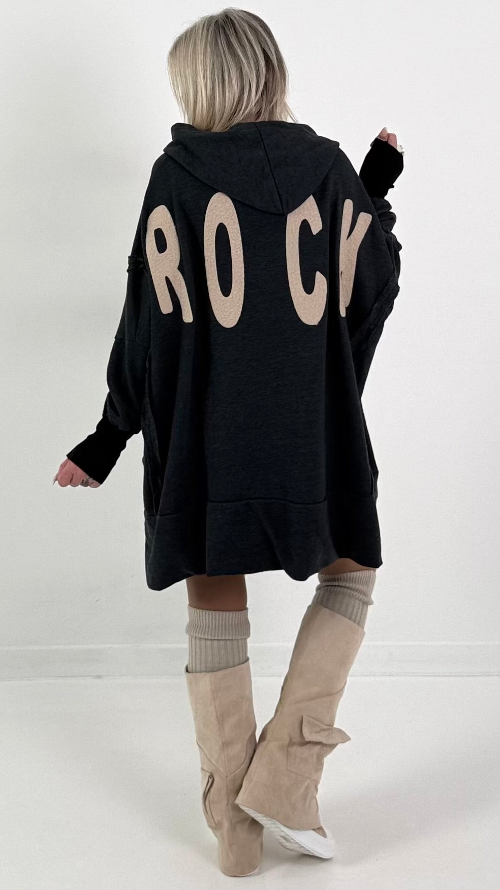 Oversized hoodie model "Rockwave" - ​​​​gebruikt zwart