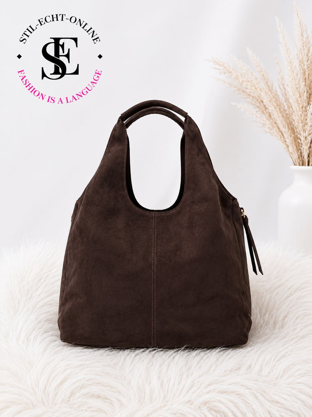 Faux Suede Bag - Mocca